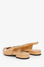 Pre-loved Chanel™ 24A Beige Leather Black CC Logo Coco Slingback Flats Size 36.5
