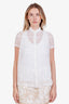 Brunello Cucinelli White Linen Cotton Short Sleeve Button Up Blouse with Tank Size XS