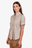 Gucci Brown/Beige Silk Button Up Shirt Size 44