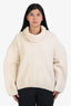 Source Unknown Beige Ribbed Funnel Neck Oversized Becca Knit Sweater One Size