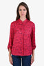 Alice & Olivia Pink/Black Textured Floral Print Button Up Shirt Estimated Size S