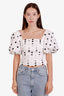 Self-Portrait White Polka Dot Puff Sleeve Top Size 8