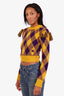 Burberry Yellow/Purple Checked Wool Sweater Size XS
