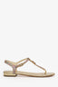 Pre-loved Chanel™ Gold Metallic Glitter CC T-Strap Sandals Size 36.5