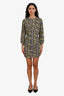 Maje Green/Purple/Blue Floral Print Long Sleeve Mini Dress Size 36