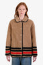 Burberry Tan Wool 'Kettlewell' Striped Teddy Coat Size 12