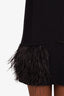 Louis Vuitton Black Wool Turtleneck Feather Trim Mini Dress Size S