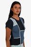 Mother Blue Ribbed Short Sleeve Sweater Size XS