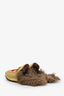 Gucci Gold Leather Horsebit Princeton Heart Slip-On Loafers with Fur Size 38