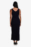 Maje Navy Ribbed Wool Maxi Dress Size 40