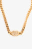 Pre-loved Chanel™ 2024 Gold Tone Crystal Textured CC Chain Choker