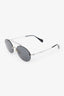 Black Silver Crystal Embellished Oval Rimless Sunglasses