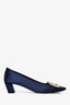 Roger Vivier Navy Satin 'Belle Vivier' Heels Size 37.5