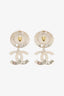 Pre-loved Chanel™ 21K Gold Tone Purple Brass Round CC Drop Earrings