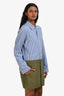 Vis A Vis Blue Striped Cotton Poplin Shirt Dress with Green Utility Skirt Size 1