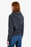 Burberry Grey Cotton Zip Up Embroidered Hoodie Size S