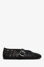 Alaïa Black Perforated Leather Mary Jane Flats Size 37