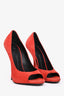 Guiseppe Zanotti Red Suede Peep Toe Heels Size 35.5