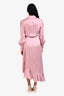 Zimmermann Pink Silk Long Sleeve Wrap Midi Dress Size 1