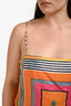 Staud Orange Colour Block Stripe Linen Maxi Dress Size L
