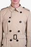 Burberry Beige Belted Mid-Length 'Kensington' Trench Coat Size 52