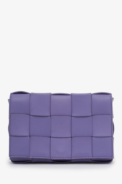 Bottega Veneta Purple Leather Intrecciato Cassette Crossbody Bag