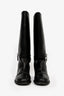 Pre-loved Chanel™ Black Leather CC Zipper Detail Riding Boots Size 38.5