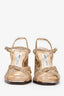 Jimmy Choo Gold Glitter Block Heels Sandals Size 37