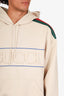 Gucci Beige Web Striped Light Neoprene Logo Hoodie Size XL Men's