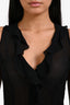 Pianoforte di Max Mara Black Sheer Silk Sleeveless Ruffle Blouse Size M