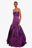 Marchesa Purple Dropped Waist Strapless Tiered Gown Size 6