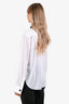 Pre-loved Chanel™ White Cotton Black Ribbon Tie Detail Long Sleeve Camelia Cuff Top Size 38