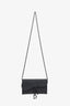 Christian Dior Black Leather Saddle Wallet On Chain Matte Hardware With Pouch