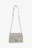 Christian Dior 2015 Silver Metallic Beaded Small Diorama Shoulder Bag