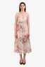 Zimmermann Cream Multicolour Floral Cotton Eyelet Spaghetti Strap Midi Dress Size 1
