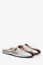 Gucci Limited Edition Silver Metallic Leather MLB NY Yankees Slip On Mules Size 38.5