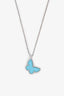 Van Cleef & Arpels 18K White Gold Turquoise Sweet Butterflies Pendant Necklace