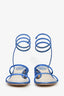 Rene Caovilla Blue Crystal Embellished Ankle Wrap Sandals Size 36