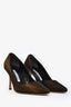 Manolo Blahnik Brown/Black Pony Hair Patent Leather Trim Pumps Size 36