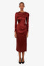 Zimmermann Burgundy Silk Draped Long Sleeve Maxi Dress Size 0