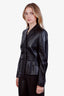 Ralph Lauren Purple Label Black Lamb Leather Double Breasted Blazer Size 6