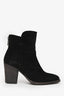 Aquatalia Black Suede Wooden Block Heel Ankle Boots Size 5