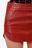 Michelle Mason Red Lambskin Leather Mini Skirt Size 0