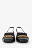 Valentino Black Leather Vlogo Chain Slingback Loafer Heels Size 39