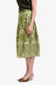 Max Mara Green/Cream Lined Floral Midi Skirt Size 4