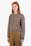 Balenciaga Beige/Brown Cotton Knit Monogram Cropped Sweater Size M
