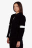 Pre-loved Chanel™ 20K Black Eyelash Tweed Jacket with White Satin Detail Size 38