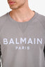 Balmain Grey Cotton Logo Long Sleeve Crewneck Size M Men's