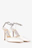 Jimmy Choo Ivory Satin Crystal Strap 'Saeda 100' Heels Size 36