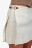 Gucci Cream Linen Horsebit Mini Skirt Size 38